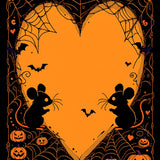 Cartoon Mouse Spider Web with Black Heart and Pink Gothic Accents(Orange)