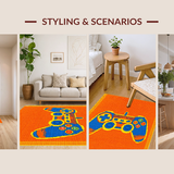 Ultra Soft Area Rug, Non Slip, Stain Resistant, Washable Area Rugs for Living Room, Bedroom, Bold Geometric Gaming Visual Appeal(Orange)
