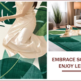 Ultra Soft Area Rug, Non Slip, Stain Resistant, Washable Area Rugs for Living Room, Bedroom, Mid Century Abstract Leaf Motif(Green)