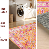 Ultra Soft Area Rug, Non Slip, Stain Resistant, Washable Area Rugs for Living Room, Bedroom, Colorful Playful Petal Arrangement(Orange)