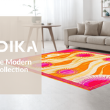 Ultra Soft Area Rug, Non Slip, Stain Resistant, Washable Area Rugs for Living Room, Bedroom, Whimsical Rainbow Motif Accent Piece(Orange)