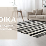 Ultra Soft Area Rug, Non Slip, Stain Resistant, Washable Area Rugs for Living Room, Bedroom, Elegant Black and White Stripe Floor Covering(Black)