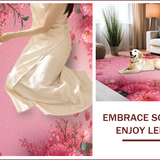 Ultra Soft Area Rug, Non Slip, Stain Resistant, Washable Area Rugs for Living Room, Bedroom, Pretty Coquette Bedroom Rose Design Carpet(Pink)
