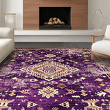 Ultra Soft Area Rug, Non Slip, Stain Resistant, Washable Area Rugs for Living Room, Bedroom, Stylish Symmetrical Floral Design(Purple)