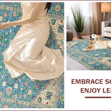 Ultra Soft Area Rug, Non Slip, Stain Resistant, Washable Area Rugs for Living Room, Bedroom, Chic Traditional Oushak Motif(Blue)