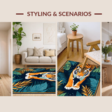 Ultra Soft Area Rug, Non Slip, Stain Resistant, Washable Area Rugs for Living Room, Bedroom, Bold Jungle-Inspired Artistry(Orange)
