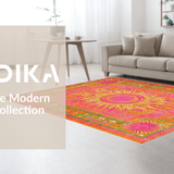Ultra Soft Area Rug, Non Slip, Stain Resistant, Washable Area Rugs for Living Room, Bedroom, Charming Colorful Abstract Motif(Orange)