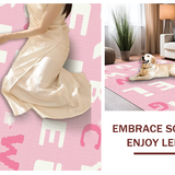 Ultra Soft Area Rug, Non Slip, Stain Resistant, Washable Area Rugs for Living Room, Bedroom, Stylish Modern Round Learning Canvas(Pink)