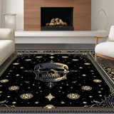 Ultra Soft Area Rug, Non Slip, Stain Resistant, Washable Area Rugs for Living Room, Bedroom, Chic Gothic Artful Design(Black)