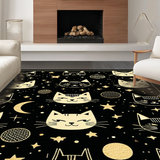 Ultra Soft Area Rug, Non Slip, Stain Resistant, Washable Area Rugs for Living Room, Bedroom, Artistic Black Cat Head Visual(Black)