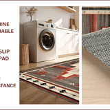Ultra Soft Area Rug, Non Slip, Stain Resistant, Washable Area Rugs for Living Room, Bedroom, Modern Warm Tones Medallion(Red)