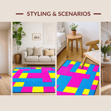 Ultra Soft Area Rug, Non Slip, Stain Resistant, Washable Area Rugs for Living Room, Bedroom, Fun Interactive Colorful Hopscotch Theme(Blue)
