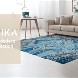Ultra Soft Area Rug, Non Slip, Stain Resistant, Washable Area Rugs for Living Room, Bedroom, Rustic Neutral Tiled Arrangement(Blue)