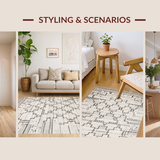 Ultra Soft Area Rug, Non Slip, Stain Resistant, Washable Area Rugs for Living Room, Bedroom, Rustic Subtle Patterned Collection(Gray)