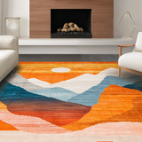 Ultra Soft Area Rug, Non Slip, Stain Resistant, Washable Area Rugs for Living Room, Bedroom, Eclectic Round Patterned Delight(Orange)