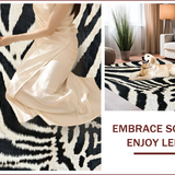 Ultra Soft Area Rug, Non Slip, Stain Resistant, Washable Area Rugs for Living Room, Bedroom, Exotic Zebra Print Entryway Runner Rug(Black)