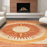 Ultra Soft Area Rug, Non Slip, Stain Resistant, Washable Area Rugs for Living Room, Bedroom, Abstract Sun and Moon Motif(Orange)