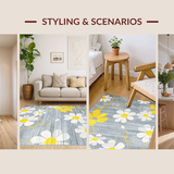 Ultra Soft Area Rug, Non Slip, Stain Resistant, Washable Area Rugs for Living Room, Bedroom, Modern Whimsical Petal Design(Gray)