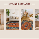 Ultra Soft Area Rug, Non Slip, Stain Resistant, Washable Area Rugs for Living Room, Bedroom, Elegant Multicolor Floral Pattern(Red)