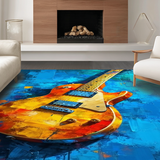 Ultra Soft Area Rug, Non Slip, Stain Resistant, Washable Area Rugs for Living Room, Bedroom, Rustic Circle Instrument Illustration(Yellow)