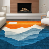 Ultra Soft Area Rug, Non Slip, Stain Resistant, Washable Area Rugs for Living Room, Bedroom, Playful Organic Landscape Visual(Orange)