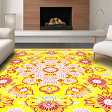 Ultra Soft Area Rug, Non Slip, Stain Resistant, Washable Area Rugs for Living Room, Bedroom, Unique Colorful Circular Design(Yellow)