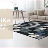 Ultra Soft Area Rug, Non Slip, Stain Resistant, Washable Area Rugs for Living Room, Bedroom, Sleek Geometric Black Toned Elegance(Gray)