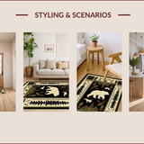 Ultra Soft Area Rug, Non Slip, Stain Resistant, Washable Area Rugs for Living Room, Bedroom, Vintage Forest Animal Silhouette(Black)