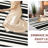 Ultra Soft Area Rug, Non Slip, Stain Resistant, Washable Area Rugs for Living Room, Bedroom, Handcrafted Monochromatic Striped Rug with Alternating Bands(Black)
