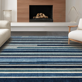Ultra Soft Area Rug, Non Slip, Stain Resistant, Washable Area Rugs for Living Room, Bedroom, Raven & Dove Stripe Woven Rug, Versatile Entryway Floor Carpet(Blue)