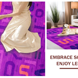 Ultra Soft Area Rug, Non Slip, Stain Resistant, Washable Area Rugs for Living Room, Bedroom, Sophisticated Lettered Design with Color Pop(Purple)