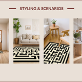 Ultra Soft Area Rug, Non Slip, Stain Resistant, Washable Area Rugs for Living Room, Bedroom, Contemporary Linear Geometric Motif(Beige)