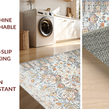Ultra Soft Area Rug, Non Slip, Stain Resistant, Washable Area Rugs for Living Room, Bedroom, Elegant Low Pile Tiled Design(Gray)