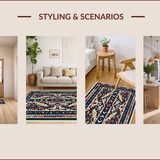 Ultra Soft Area Rug, Non Slip, Stain Resistant, Washable Area Rugs for Living Room, Bedroom, Boho Geometric Soft Dining Room Rug(Blue)