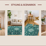 Ultra Soft Area Rug, Non Slip, Stain Resistant, Washable Area Rugs for Living Room, Bedroom, Vibrant Geometric Motif Fusion(Blue)
