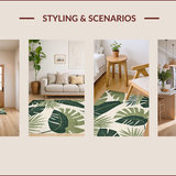 Ultra Soft Area Rug, Non Slip, Stain Resistant, Washable Area Rugs for Living Room, Bedroom, Tropical Khaki Leaf Aesthetic(Green)
