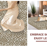 Ultra Soft Area Rug, Non Slip, Stain Resistant, Washable Area Rugs for Living Room, Bedroom, Stylish Tan Tiled Pattern Rug(Brown)