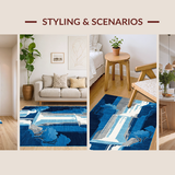 Ultra Soft Area Rug, Non Slip, Stain Resistant, Washable Area Rugs for Living Room, Bedroom, Serene Blue Tidal Patterns(Blue)