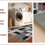 Ultra Soft Area Rug, Non Slip, Stain Resistant, Washable Area Rugs for Living Room, Bedroom, Contemporary Black Tiled Design(Gray)