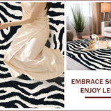 Ultra Soft Area Rug, Non Slip, Stain Resistant, Washable Area Rugs for Living Room, Bedroom, Washable Zebra Skin Bath Mat for Modern Bathrooms(Black)