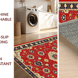 Ultra Soft Area Rug, Non Slip, Stain Resistant, Washable Area Rugs for Living Room, Bedroom, Luxurious Ornate Geometric Motif(Red)