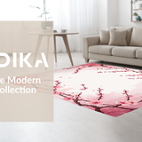 Ultra Soft Area Rug, Non Slip, Stain Resistant, Washable Area Rugs for Living Room, Bedroom, Artistic Cherry Blossom Illustration(Pink)