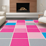 Ultra Soft Area Rug, Non Slip, Stain Resistant, Washable Area Rugs for Living Room, Bedroom, Vibrant Pastel Game Tile Visuals(Pink)