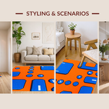 Ultra Soft Area Rug, Non Slip, Stain Resistant, Washable Area Rugs for Living Room, Bedroom, Energetic Color Blocked Graphic Style(Orange)