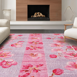 Ultra Soft Area Rug, Non Slip, Stain Resistant, Washable Area Rugs for Living Room, Bedroom, Sweet Pink Bows and Cherry Blooms Seamless Pattern Area Rug(Pink)