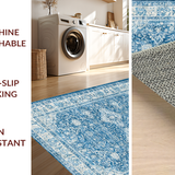 Ultra Soft Area Rug, Non Slip, Stain Resistant, Washable Area Rugs for Living Room, Bedroom, Dainty Scalloped Rug With Bow Detail Aesthetic Preppy Shower Carpet Non Slip(Blue)