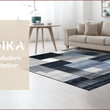 Ultra Soft Area Rug, Non Slip, Stain Resistant, Washable Area Rugs for Living Room, Bedroom, Contemporary Abstract Grey Tones(Blue)