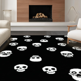 Ultra Soft Area Rug, Non Slip, Stain Resistant, Washable Area Rugs for Living Room, Bedroom, Whimsical Monochrome Skull Motif(Black)