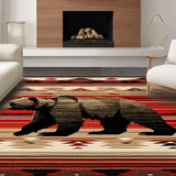 Ultra Soft Area Rug, Non Slip, Stain Resistant, Washable Area Rugs for Living Room, Bedroom, Bold Rustic Mountain Scene(Red)