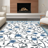 Ultra Soft Area Rug, Non Slip, Stain Resistant, Washable Area Rugs for Living Room, Bedroom, Sophisticated Blue Gray Tiled Pattern(White)